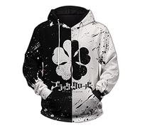 Sudadera con Cremallera de Anime Unisex Sudadera con Capucha de Manga Larga Cosplay de Black Clover Jersey Negro con el Emblema del Toro para fanáticos de Asta