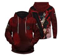 Sudadera con Cremallera de Anime Unisex Sudadera con Capucha de Manga Larga Cosplay de Black Clover Jersey Negro con el Emblema del Toro para fanáticos de Asta