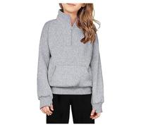 Sudadera con cremallera de color sólido para niños y niñas, forro polar, con agujero en el humano, sudadera para niñas, conejito, gris, 9-10 años