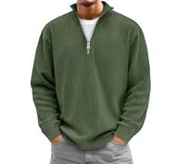 Sudadera con cremallera de un cuarto para hombre, camisas de manga larga con cremallera de un cuarto, holgadas, ligeras, Ejercito Verde, S