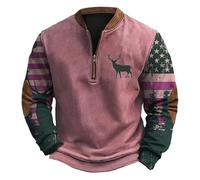 Sudadera con cremallera de un cuarto para hombre, estampado de camuflaje occidental, sudadera para entusiastas de la caza, cremallera de 1/4, sudadera de campo de retazos, camiseta de manga larga