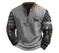Sudadera con cremallera de un cuarto para hombre, estampado de camuflaje occidental, sudadera para entusiastas de la caza, cremallera de 1/4, sudadera de campo de retazos, camiseta de manga larga