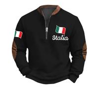 Sudadera con cremallera de un cuarto para hombre, sin capucha, sudaderas de gran tamaño para hombre, azul marino, M