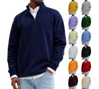 Sudadera con cremallera de un cuarto para hombre, suéter cálido de invierno con cremallera de 1/4, camiseta de manga larga, cuello alto, casual, color sólido, sudaderas cómodas de larga duración