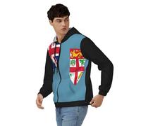 Sudadera con Cremallera para Hombre Fiyi Bandera Nacional Clásico Cómodo Top Chaqueta Manga Larga con Puños Acanalados Ideal Fin De Semana Estilo Clásico del Reino Unido Sudaderas De Trabajo