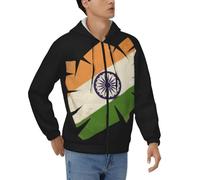 Sudadera con Cremallera para Hombre India Bandera Nacional Clásico Cómodo Top Chaqueta Manga Larga con Puños Acanalados Ideal Fin De Semana Estilo Clásico del Reino Unido Sudaderas De Trabajo