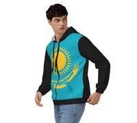 Sudadera con Cremallera para Hombre Kazajstán Bandera Nacional Clásico Cómodo Top Chaqueta Manga Larga con Puños Acanalados Ideal Fin De Semana Estilo Clásico del Reino Unido Sudaderas De Trabajo