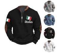 Sudadera con cremallera para hombre, media cremallera, manga larga, casual, cálida, estampada, ajuste delgado, ligero, talla grande, gris, XL