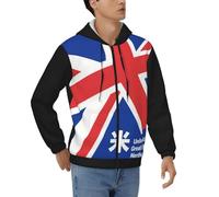 Sudadera con Cremallera para Hombre Reino Unido. Bandera Nacional Clásico Cómodo Top Chaqueta Manga Larga con Puños Acanalados Ideal Fin De Semana Estilo Clásico del Reino Unido Sudaderas De Trabajo