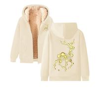 Sudadera con cremallera para mujer, forro polar, con cremallera, duende de Navidad, con estampado de duendes navideños, sudadera con capucha de gran tamaño, gruesa, acogedora, cálida, chaqueta sherpa
