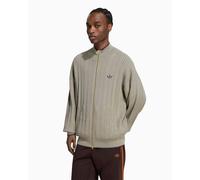Sudadera con cremallera Relaxed adidas Originals Cable Knit Firebird para hombre Beige S