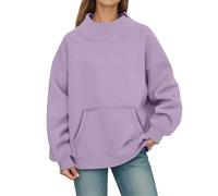 Sudadera con Cuello Alto, Bolsillos en los Hombros y Forro Polar, Jersey ex | Sudadera Blanca Mujer Sin Capucha Camisetas Fucsia Violeta Botella Fiesta V Crema Daisy Tejida Online Sweatshirts