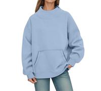 Sudadera con Cuello Alto, Bolsillos en los Hombros y Forro Polar, Jersey ex | Sudadera Blanca Mujer Sin Capucha Camisetas Fucsia Violeta Botella Fiesta V Crema Daisy Tejida Online Sweatshirts