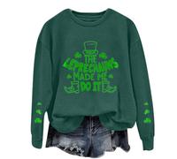 Sudadera con cuello redondo para mujer con texto en inglés "The Leprechauns Made Me Do It", verde, XXL
