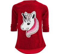 Sudadera con diseño de unicornio y caballo, reversible, con lentejuelas brillantes, blusa larga Caballo 1 Bordo 98 cm-104 cm