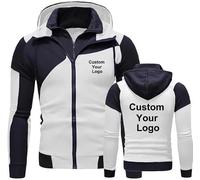 Sudadera con Doble Cremallera Personalizada para Hombre, Moda De Otoño e Invierno, Personaliza Tu Logotipo En Una Chaqueta con Capucha, Ropa Deportiva Estilo Único White,M