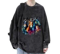 Sudadera con Estampado 3D de Caballos Salvajes para Mujeres/Hombres Camiseta de Manga Larga Acogedora Otoño Invierno Jersey Pullover Tops