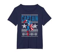 Sudadera con Estampado de Estrellas feas de Capitán América de Marvel Camiseta, Mujer Tallas Grandes, Azul Marino, 6XL Grande