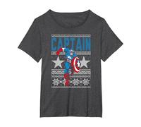 Sudadera con Estampado de Estrellas feas de Capitán América de Marvel Camiseta, Mujer Tallas Grandes, Jaspeado Oscuro, 6XL Grande