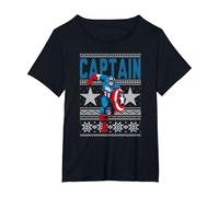 Sudadera con Estampado de Estrellas feas de Capitán América de Marvel Camiseta, Mujer Tallas Grandes, Negro, 5XL Grande