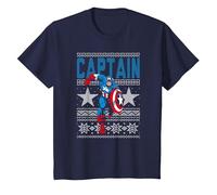 Sudadera con Estampado de Estrellas feas de Capitán América de Marvel Camiseta, Niños, Azul Marino, 12 años