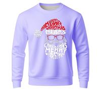 Sudadera con Estampado de Manga Larga y Cuello Redondo, Informal, Suave y cálida, para Vacaciones de Invierno, Ropa gráfica, Top para Ropa de Calle (Light Purple, L)