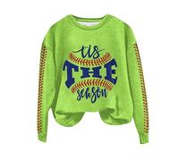 Sudadera con estampado «Tie The Season» para mujer, cuello redondo, manga larga, bloque de color, verde menta, XL