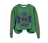 Sudadera con estampado «Tie The Season» para mujer, cuello redondo, manga larga, bloque de color, verde, S