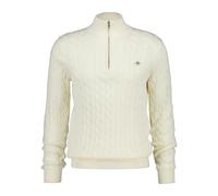 GANT Cable de algodón con Media Cremallera Suéter pulóver, Crema, L para Hombre
