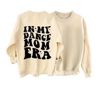 Sudadera con orejas y divertido IN My Dance MOM, cuello redondo, para mujer, suéter de manga larga, beige, S