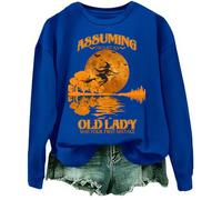 Sudadera con texto en inglés "Assuming Im Just An Old Lady Was Your First Mistake", azul real, M