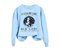 Sudadera con texto en inglés "Assuming I'm Just An Old Lady Was Your First Mistake" para mujer, sudadera divertida de bruja, disfraces de Halloween, camisetas de manga larga, ropa de moda para