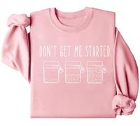 Sudadera con texto en inglés "Don't Get Me Started", sudadera con texto en inglés "Don't Get Me Started", sudadera divertida con estampado de letras, rosa, M