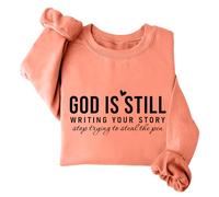 Sudadera con texto en inglés «God Is Still Writing Your Story», Jesús, religión religiosa, versículo bíblico, sudaderas cristianas para mujer, naranja, XL