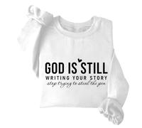 Sudadera con texto en inglés «God Is Still Writing Your Story», Jesús, religión religiosa, versículo bíblico, sudaderas cristianas para mujer, blanco, S