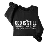 Sudadera con texto en inglés «God Is Still Writing Your Story», Jesús, religión religiosa, versículo bíblico, sudaderas cristianas para mujer, Negro, XXL