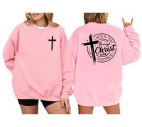 Sudadera con texto en inglés "I Can Do All Things Through Christ Who Strengthens Me" para mujer, rosa, XXL