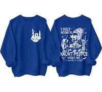 Sudadera con texto en inglés "I Fully Intend To Haunt People When I Die, Klein Azul, M