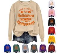 Sudadera con texto en inglés "I Have Been Ready for Halloween" para mujer, divertida sudadera con gráfico de calabaza, talla grande, disfraces de Halloween, camisetas de manga larga, trajes de