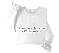 Sudadera con texto en inglés "I Workout To Burn Off The Crazy Funny Gym I Work Out To Burn Off The Crazy Shirt" unisex, blanco, L