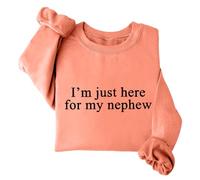 Sudadera con texto en inglés "Im Just Here For My Nephew", unisex, diseño de tía con texto en inglés "I'm Just Here For My Nephew", naranja, XL