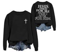 Sudadera con texto en inglés «Jesus Died For Me» "I Live For Him", divertidas camisas cristianas de Jesucristo para mujeres y hombres, Negro, M
