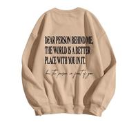 Sudadera con texto en inglés "Liebe Person hinter, Welt ist ein besserer Ort mit dir ", "Du bist genug " für Männer Frauen, caqui, S