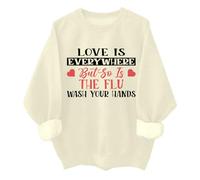 Sudadera con texto en inglés "Love Is Everywhere But So Is The Flu Wash Your Hands", divertida sudadera para enfermera de San Valentín, Khika, S