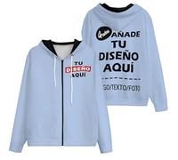 Sudadera cremallera hombre personalizada Diseña tu logo, foto o texto sudaderas mujer Personalizado con capucha hoodie oversize sweatshirt parte delantera y trasera regalos originales para parejas