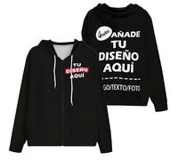 Sudadera cremallera hombre Personalizado Diseña tu logo, foto o texto sudaderas mujer personalizada con capucha hoodie oversize sweatshirt parte delantera y trasera regalos originales para parejas