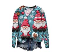 Sudadera Cremallera,Jerseys navideños Mujer,Jumper Funny Print Pullover Crew Neck Long Sleeve Jumper Xmas Sweatshirt Festive Teenager Girls Long Sleeve Shirt Jumper Tops Sudadera (Light Blue, L)