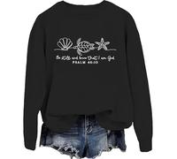 Sudadera cristiana con texto en inglés "Be Still And Know That I Am God" para mujer, inspiradora Pascua Jesús, Negro-y, S