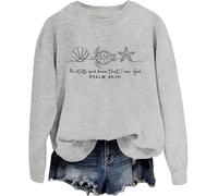 Sudadera cristiana con texto en inglés "Be Still And Know That I Am God" para mujer, inspiradora Pascua Jesús, Gris-y, M