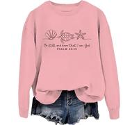 Sudadera cristiana con texto en inglés "Be Still And Know That I Am God" para mujer, inspiradora Pascua Jesús, Rosa-y, M